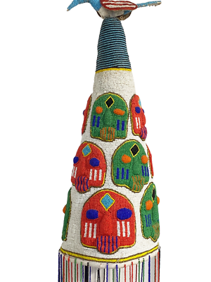 工芸品 Yoruba Beaded Crown ~ Monochrome 1980's Yoruba Beaded Crown