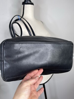 VTG Coach Legacy Leather Turnlock Tote Shoulder Bag black Brown