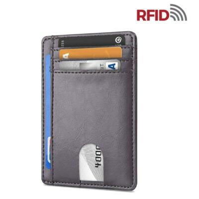 Slim RFID Blocking Leather Wallet Minimalist Credit Card Money Purse Card Holder