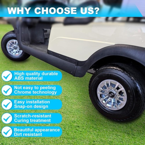 Golf Cart SS Wheel Covers, 8" Snap-on Hub Caps for Club Car, EZGO, Yamaha - 第 6/7 張圖片