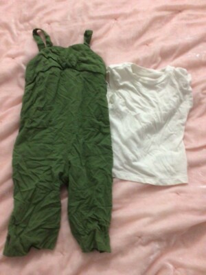 genuine kids Baby toddler girls overall jumpsuit olive green 2 piece 18 m