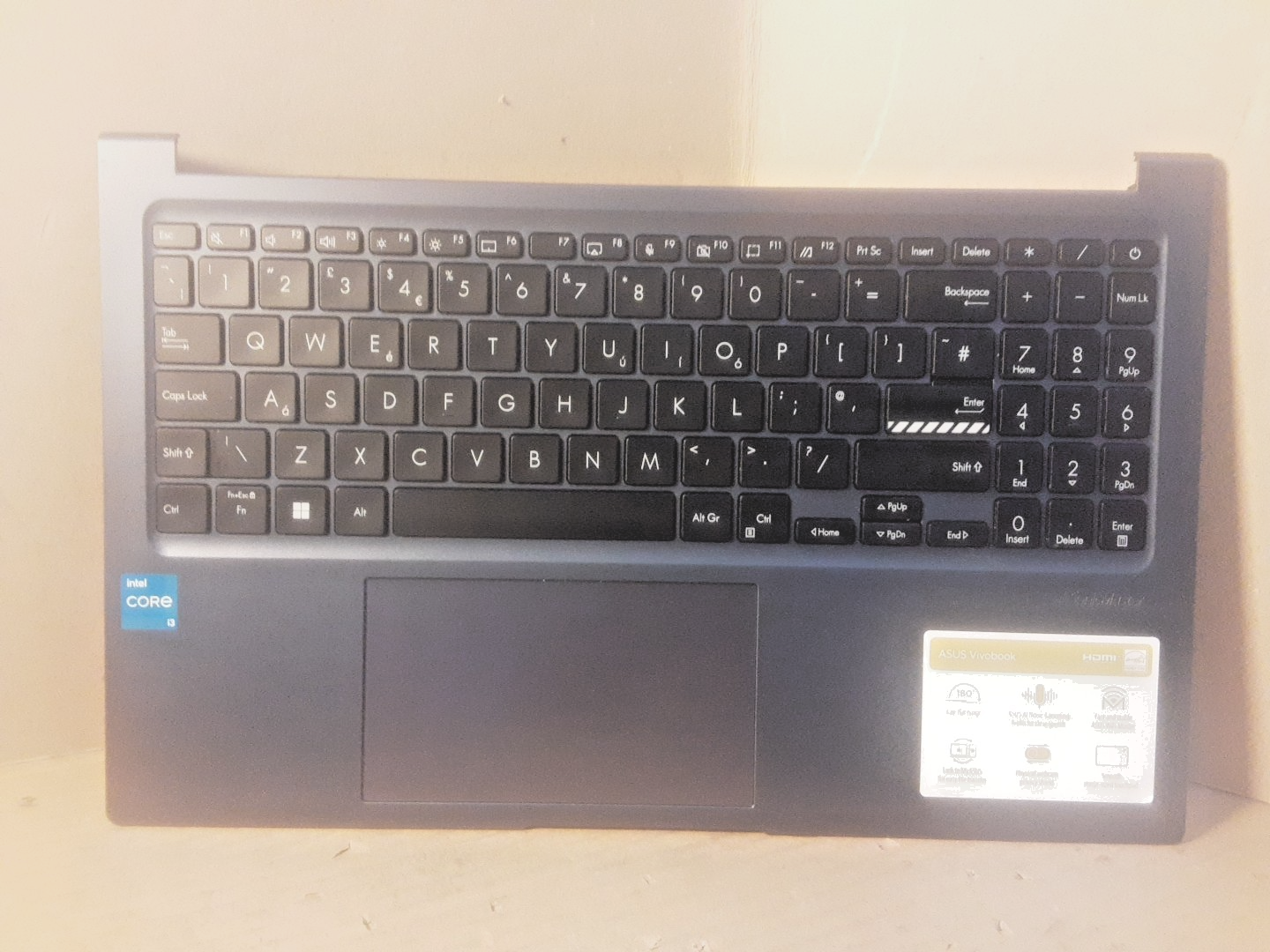 ASUS Vivobook X1503Z Series 13N1-ECA0D01 Palmrest UK Layout Keyboard, TRACKPAD