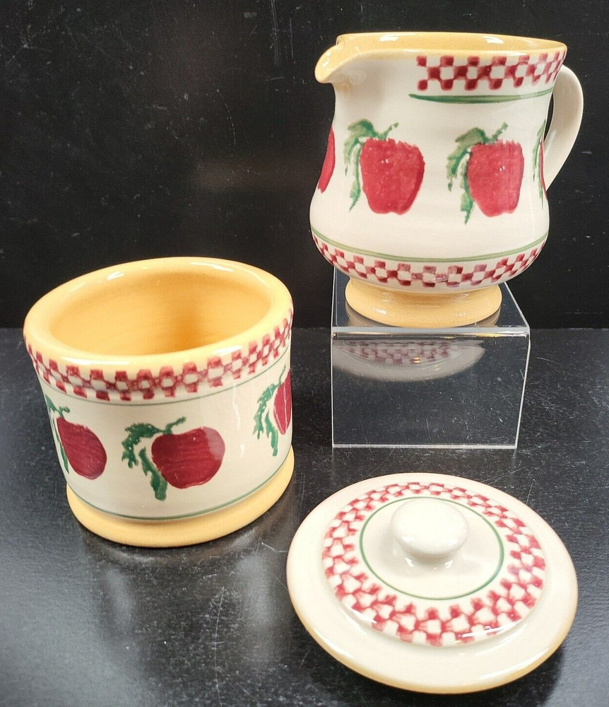 Nicholas Mosse Apple Creamer Jug Sugar Bowl & Lid Set
