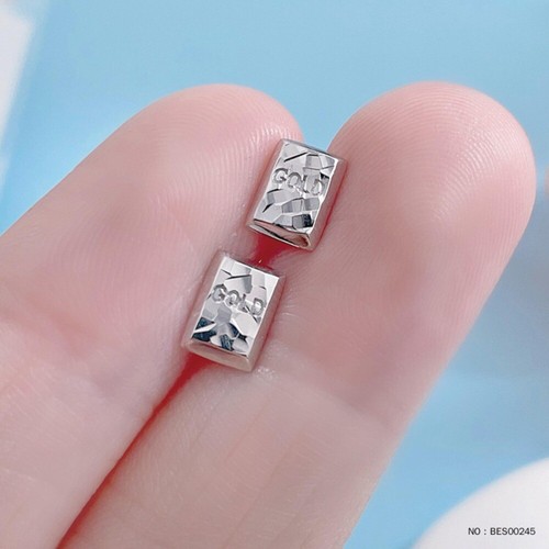 PT950 Pure Platinum 950 Earrings Women Lucky Oblong Square Stud 1.75-1.9g - Picture 2 of 4
