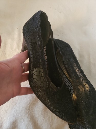 POMPA TACCO GATTINO VINTAGE STUART PER MR. SEYMOUR PIZZO NERO DONNA 6 AA - Foto 4 di 6