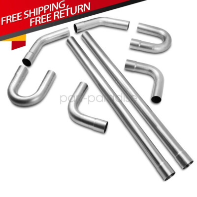 DIY 2X Straight& 45 90 Degree& U-Bend 8 Pcs 2.5''OD Mild Steel Exhaust Piping Kit