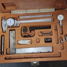 TTC Precision Machinist Set Dial Caliper, Center Gage, Square Edge Flexible Rule