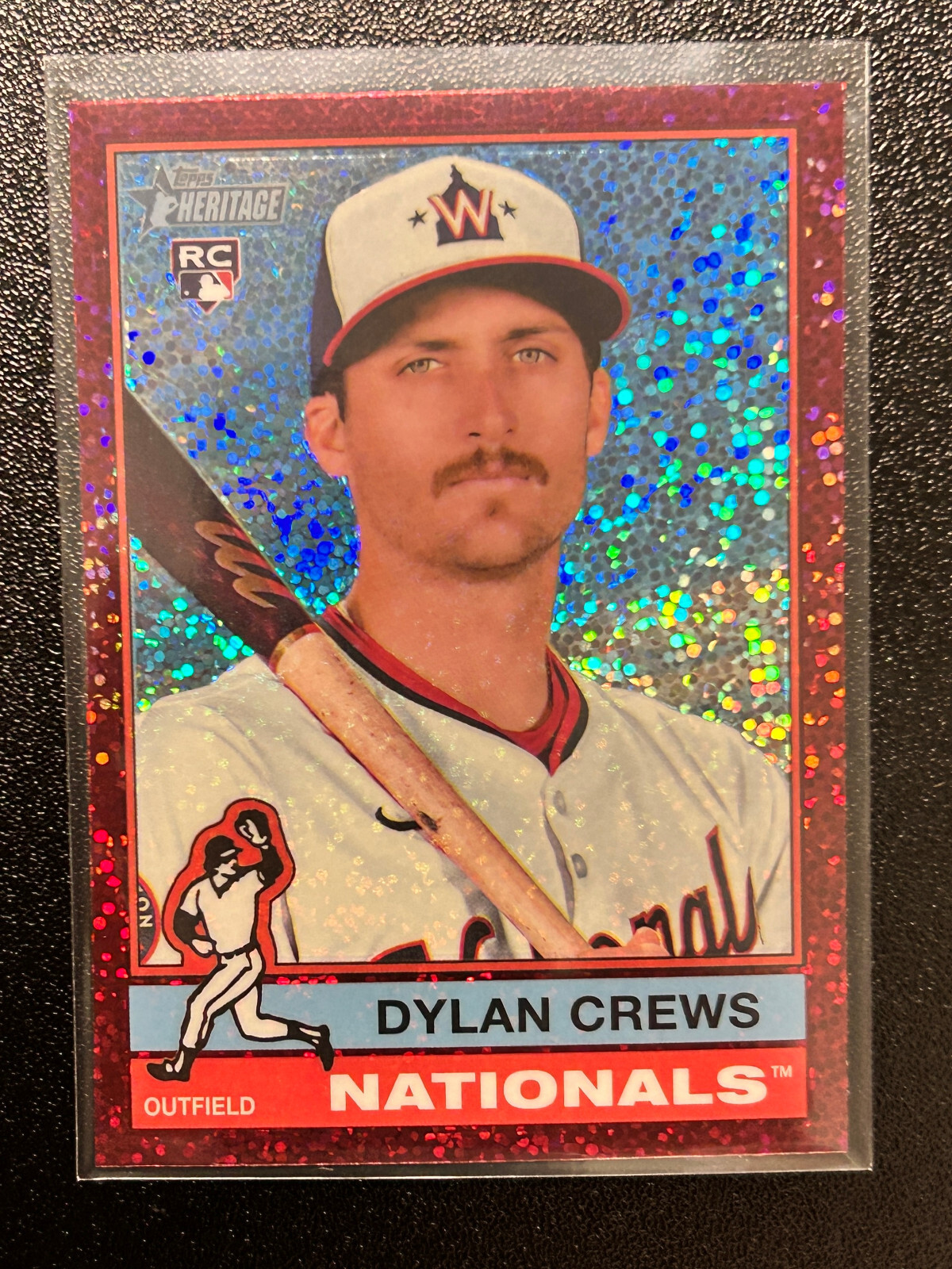 2025 Topps Heritage Dylan Crews RC Burgundy Sparkle Chrome Hanger #247