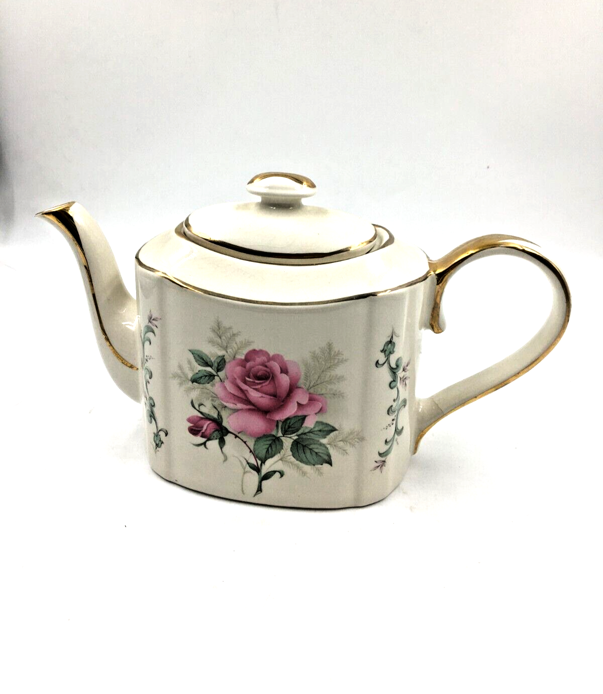 Vintage Arthur Wood England Teapot Donegal Pink Rose Gold Embellished