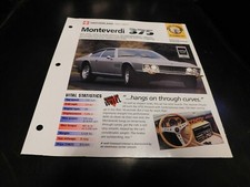 1967-1977 Monteverdi 375 Spec Sheet Brochure Photo Poster 76 75 74