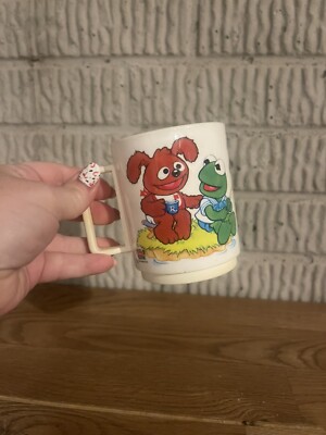 Vintage Deka Mug Muppett Babies 1986 Cup Plastic Kermit Ralph Gonzo Fishing Pond