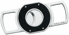 Colibri double guillotine cigar cutter black & silver hobnail BONUS CASE knf 71