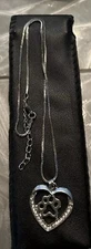 Stainless Steel Pendant Necklace Lobster Clsp Heart Dog Paw Gold 18” Chain