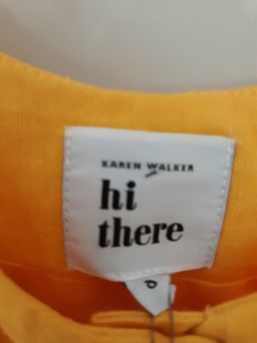 Hi There Karen Walker NWT NEW Linen Daisy Yellow Corset Top 8 Shell Buttons CUTE - Picture 5 of 12
