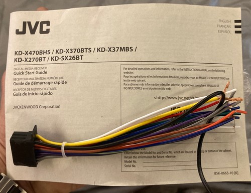 Neuer Kabelbaum für JVC KD-SX26BT mit Bedienungsanleitung & kostenlosem Versand!