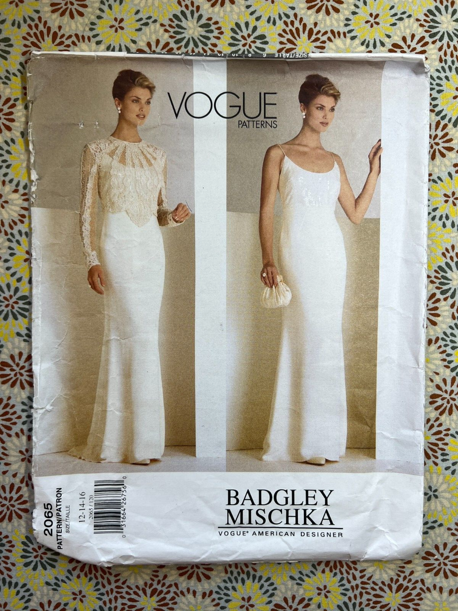 Vogue Sewing Pattern Badgley Mischka 2065 Misses Top Dress Sz 12-16 Cut  to 16