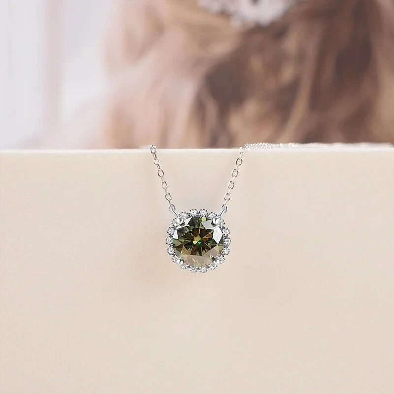 Collana Punto Luce Diamante Moissanite da 1ct 6.5mm Argento 925 Certificato GRA - Immagine 4 di 4