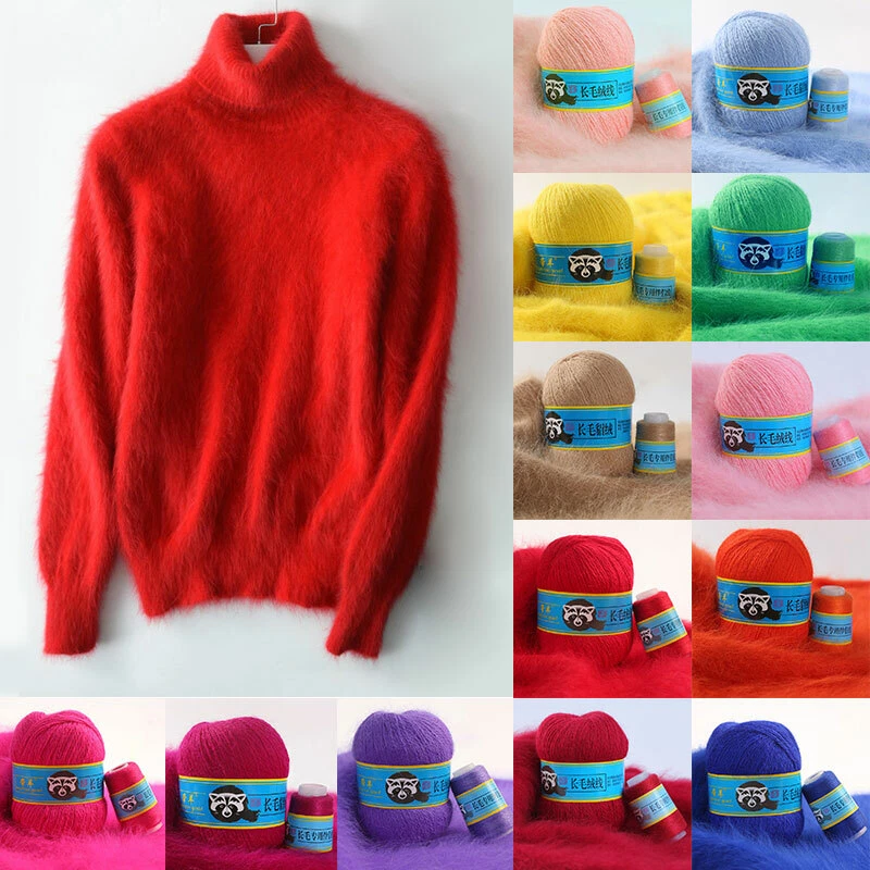 50g+20g Long Plush Mink Cashmere Wool Yarn Anti-pilling DIY Knitting Sweater