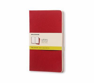 Moleskine Cahier Journal (Set of 3), Large, Plain, Cranberry Red, Soft Cover ...