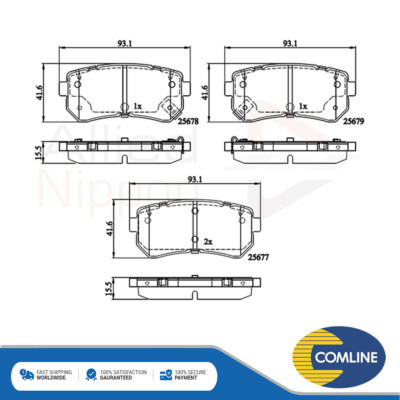 Fits Kia Picanto 2011-2017 + Other Models Brake Pads Set Rear Allied Nippon