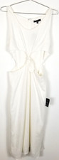 Lulu's Women Stun All Summer White Linen Cutout Tie-Front Midi Dress Size XL