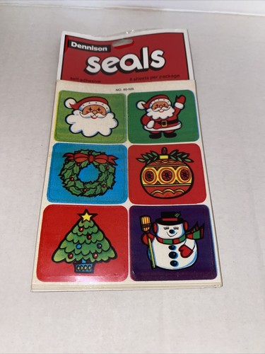 Dennison 48 Christmas Seals Stickers Vintage for Envelopes Gifts - 第 1/2 張圖片