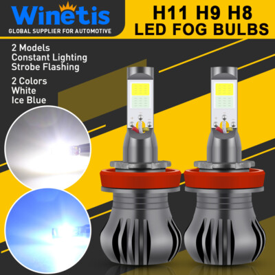2PCS Switchback H11 H16 H8 LED Fog Light Dual Color White Ice Blue Strobe Flash