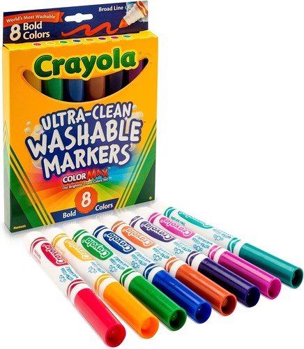 Crayola 8 Ct Bold Broad-Line Washable Markers - Picture 1 of 5