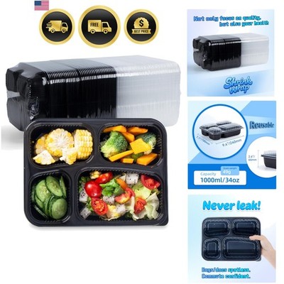 Meal Prep Container with Lid 40 Pack 34 oz - Shrink Wrap No Pre-Wash | Reusab...