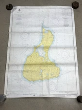 1975 Nautical Chart BLOCK ISLAND Rhode Island, 39.25" x 29" Publ. by NOAA