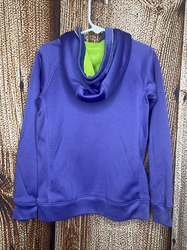 Nike Therma-Fit Hoodie Pullover Sweatshirt Girl’s Size 6X Purple/Neon Green - Picture 4 of 4