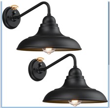 Outdoor Wall Lights - 2-Pack Black Wall Sconces, Farmhouse Barn Lights, Moder...