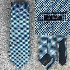 Italo Ferretti Silvi Marina Italy Royal Blue, Sky  Black Silk Tie 64  Long