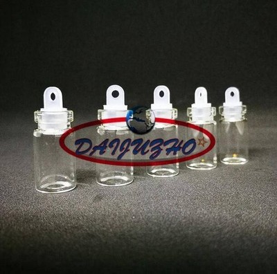 10x 1ml Bottle Empty Sample Vials Clear Glass Bottles with Plastic Lid Small *pz