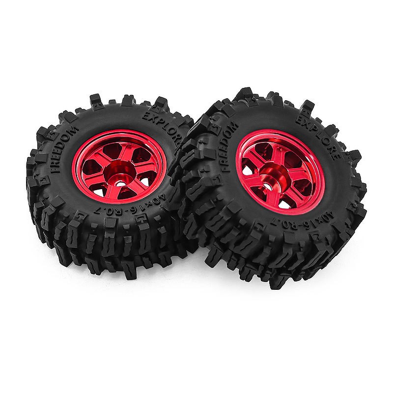 4Pcs Aluminum 0.7" Beadlock Wheel Rim Tires Set For 1/30 SCX30 1/32 Ascent-32 RC