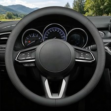 Leather Steering Wheel Cover for Chevy Silverado 1500 2500 3500, 14.5-15 inch...