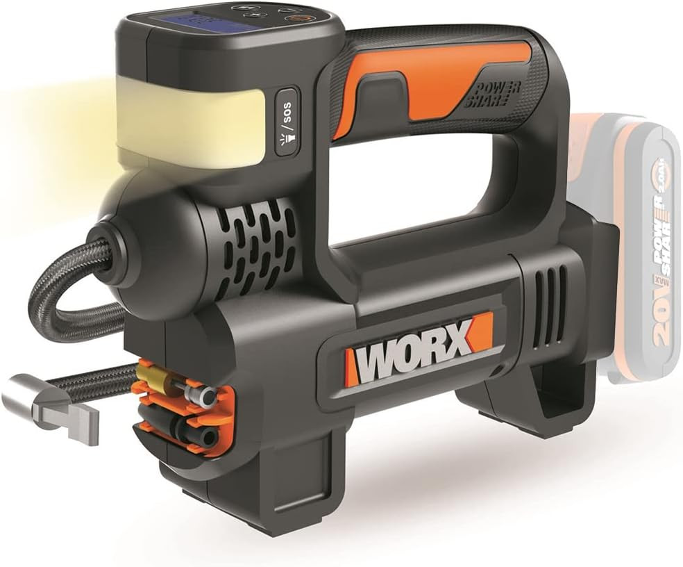 Mini Compressore Worx WX092.9 20V: Sicurezza in Viaggio 4-in-1