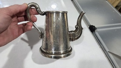 Vintage Pewter Pitcher with Ornate Handle & Spout   Antique Beverage...