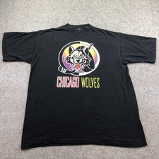 Vintage Chicago Wolves Shirt Mens XL Black AHL Hockey Totally Intense Tee 90s