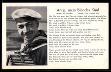 Carte Postale AK Marschlied « Antje, Mon Enfant Blond », Marin Avec Accordéon