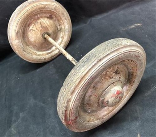 4 ruote per carro, auto a pedali, carrello da giardino, carro zucca, vintage Goodyear A55 - Foto 8 di 10