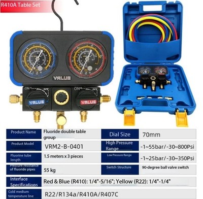  Air Conditioner Refrigerant Charging Gauge Set Dual Refrigerant Pressure Gauges