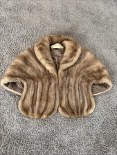Vintage Mink Fur Stole Shawl Wrap Aladino Stefani Brown Real Fur