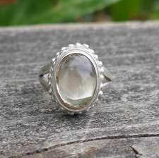 Vintage Sterling Silver Clear Moonstone Ring - Size 6