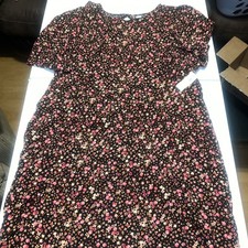 Old Navy Black Ditsy Floral Print Mini Dress Size XL NWT