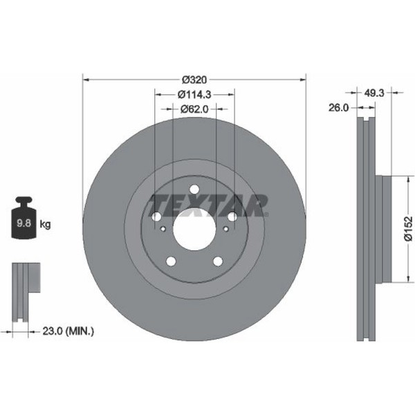 2X Textar 92195303 Bremsscheibe FüR Toyota Verso Avensis Van T27 R2-image