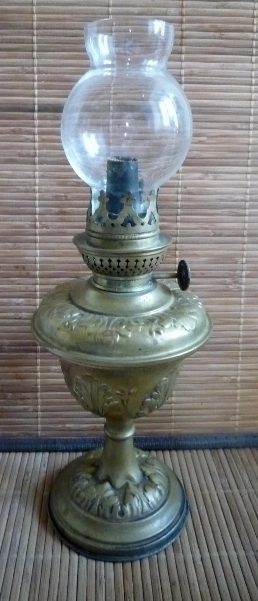 Lampe à Pétrole Vintage KOSMOS BRENNER - Verre Transparent Et Blanc, Fonctionnelle, 50,5cm