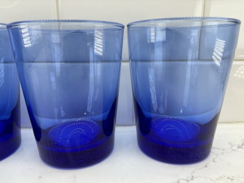 VINTAGE MCM LIBBEY FLARE COBALT BLUE DOUBLE OLD FASHIONED GLASSES - LOT OF 4 - Picture 5 of 13