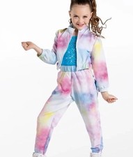 Weissman Domino Pastel Rhinestone Windbreaker Jumpsuit Dance Costume IC 13287