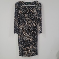 Lauren Ralph Lauren Womens Midi Dress Size 10 Ruched Business Career Stretch